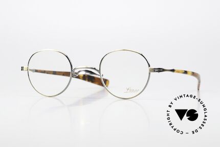 Lunor Swing A 32 Panto Antique Gold Platinum Bridge, old Lunor glasses with swing bridge and acetate temples, Made for Men and Women