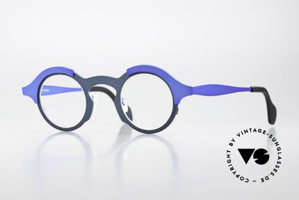 Theo Belgium Mille 71 Metal Frame Bicolor Blue Titan, round designer eyeglass-frame; THEO Belgium, Made for Men and Women Theo Belgium Mille 71 Metal Frame Bicolor Blue Titan, round designer eyeglass-frame; THEO Belgium, Made for Men and Women
