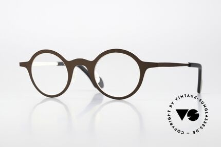 Theo Belgium Mille 24 Brown And Beige Eyewear, round designer eyeglass-frame; THEO Belgium, Made for Men and Women Theo Belgium Mille 24 Brown And Beige Eyewear, round designer eyeglass-frame; THEO Belgium, Made for Men and Women